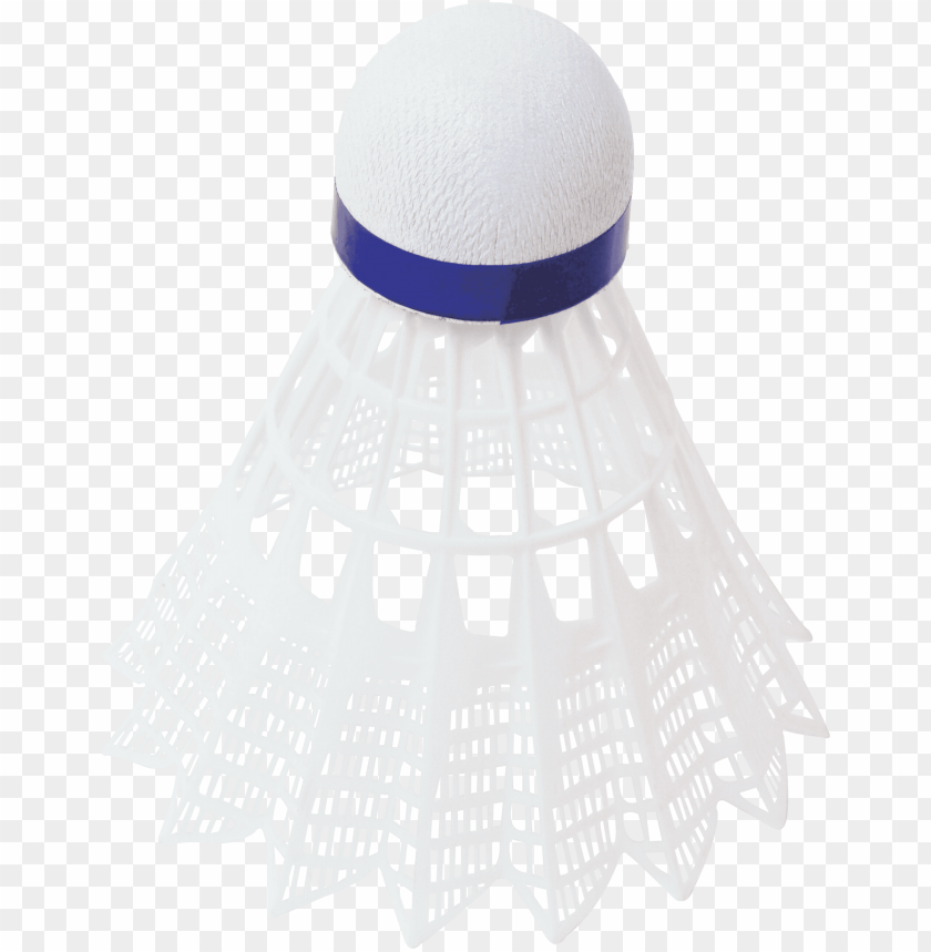 Close-up of a white badminton shuttlecock on a transparent background