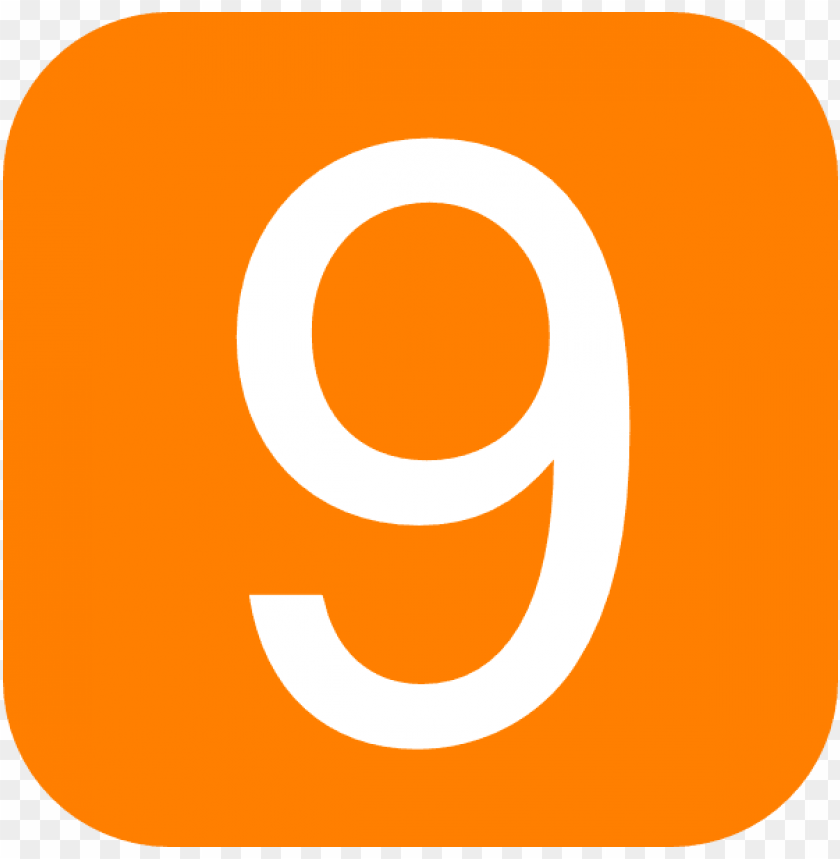 miscellaneous, numbers, white number 9 in orange rounded square, 