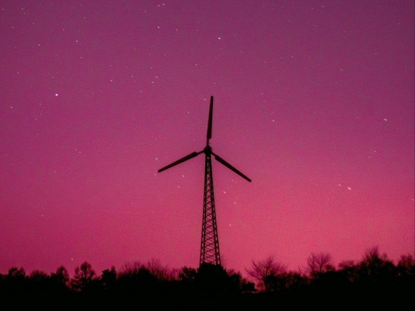 windmill, tower, starry sky, motor, engine