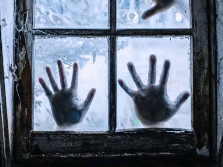 window, hands, palms, glass