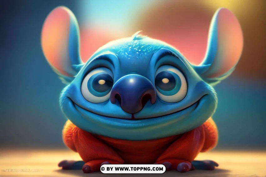 Winking Stitch Hd Wallpaper Playful Blue Cartoon PNG Transparent Background