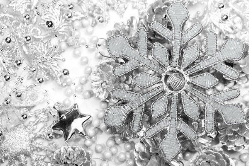 snowflake, silver decoration, holiday ornaments, winter themed, metallic accents, shimmering snowflakes, festive decor