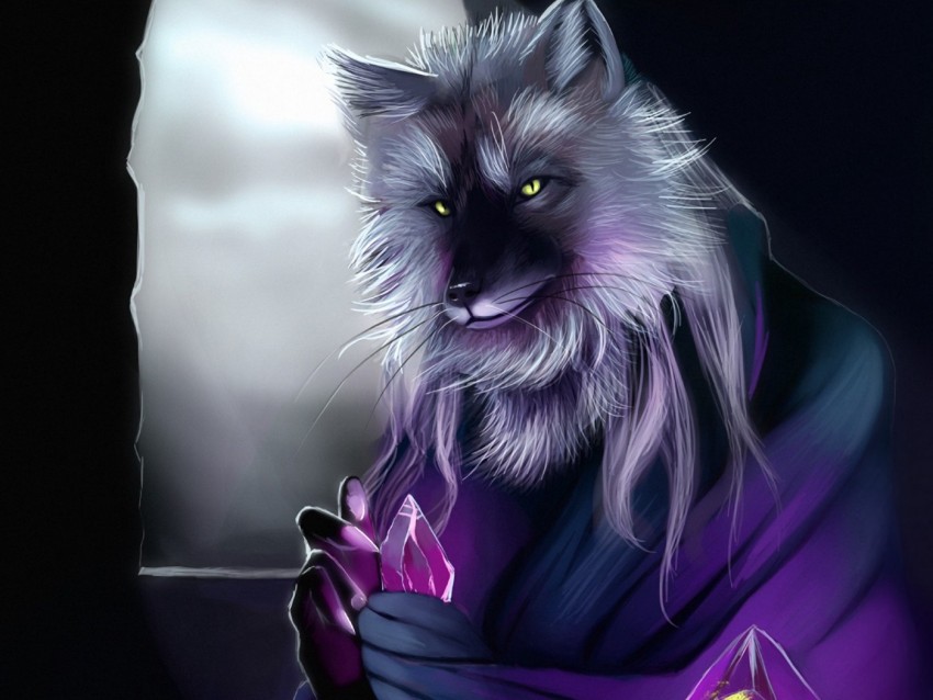 Wolf Alchemist Art Crystals Magic Background