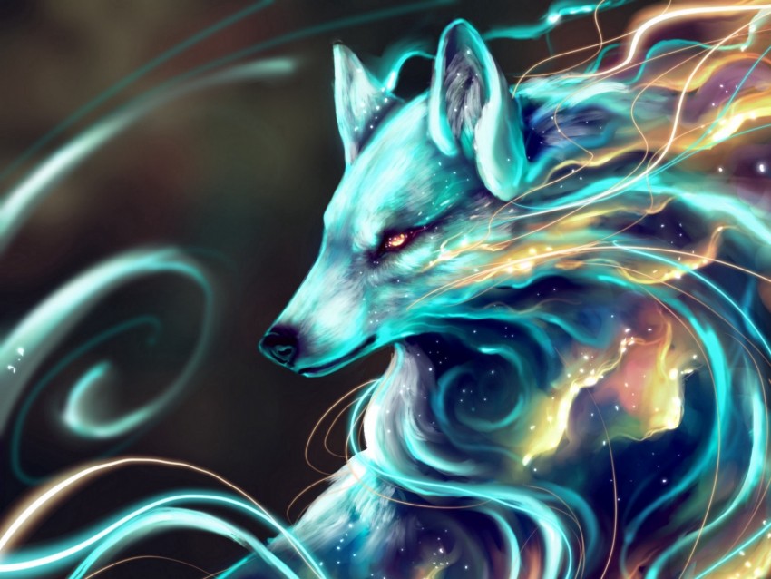 Wolf Creature Fantastic Art Space Background