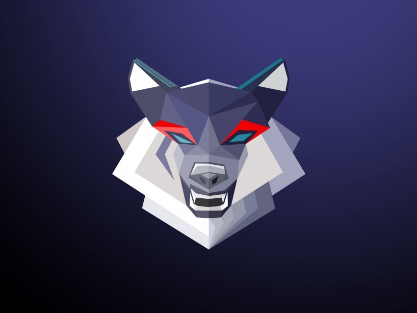 Wolf Grin Art Geometric Minimalism Background