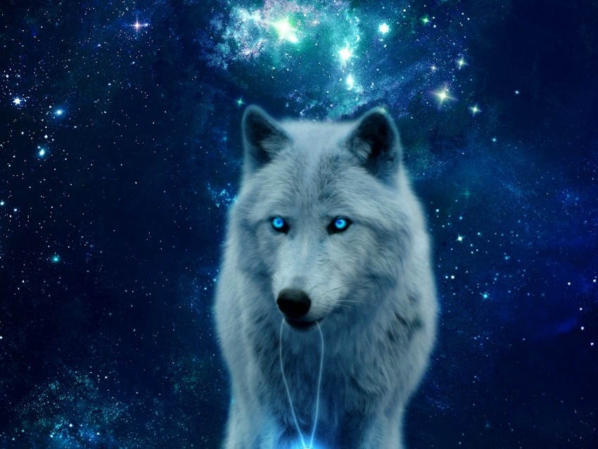 wolf, hill, glow, predator, wildlife, photoshop