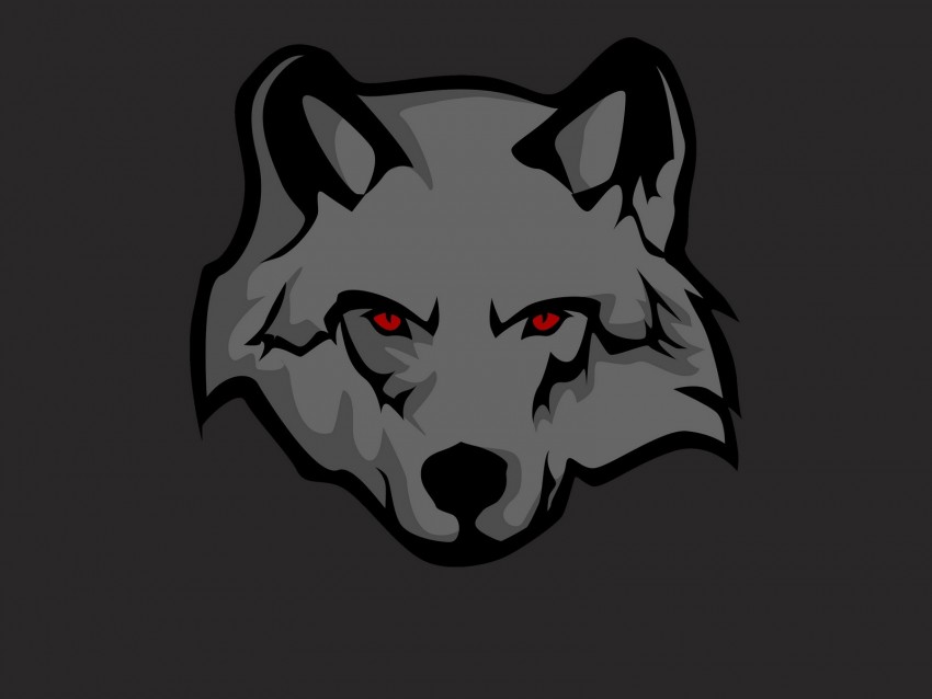 wolf head, gray wolf, fierce animal, logo design, red eyes