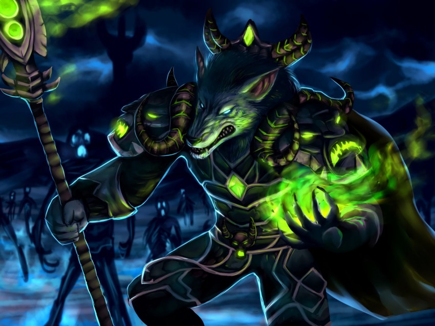 Wolf Warrior Armor Glowing Background