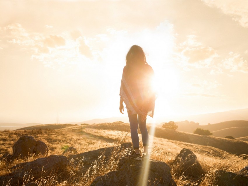 woman, silhouette, sun, light, bright