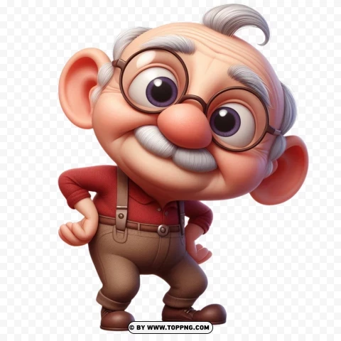 3D old man, 3D character,funny,character,  cartoon,  senior,  elderly