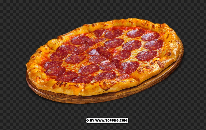 Wooden Pan Pizza Calzone European Italian Cuisine Pepperoni Food Recipe PNG Transparent Background