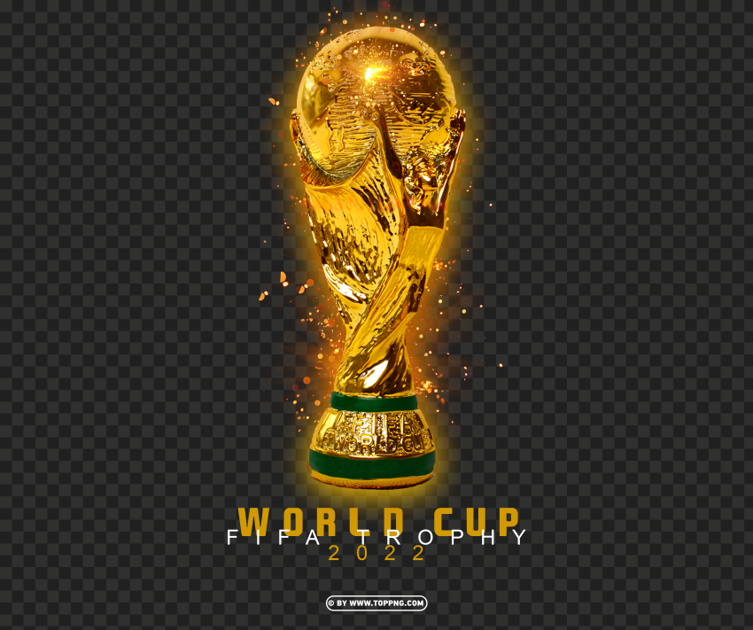 World Cup Fifa Trophy 2022 With Glowing Design PNG Transparent Background