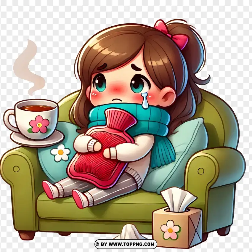 Wrapped In A Blanket With Tea PNG Transparent Background