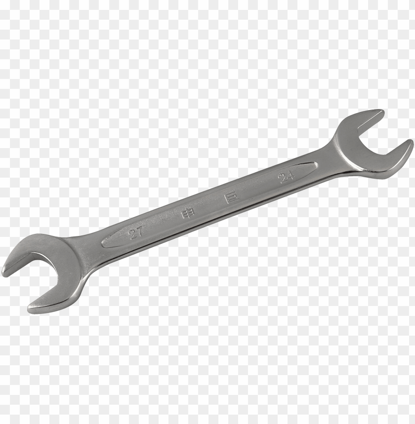 Silver adjustable wrench on a transparent background