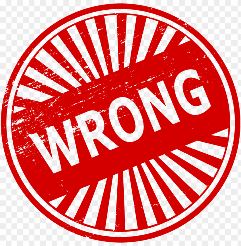 Red stamp with the word 'WRONG' in bold, radiating lines PNG