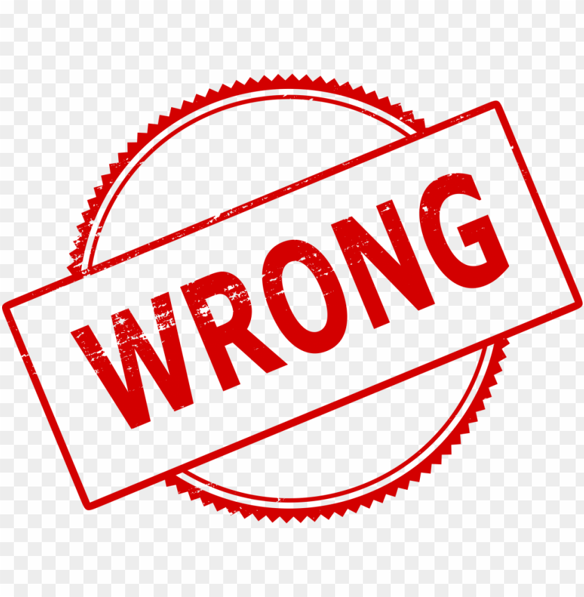 Red stamp with the word 'WRONG' in bold letters PNG